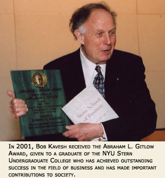 In 2001, Professor Robert Kavesh received the Abraham L. Gitlow Award at NYU Stern.
